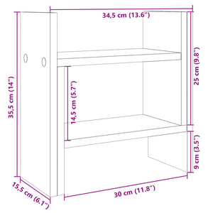 vidaXL Organiseur de bureau gris Sonoma 34,5x15,5x35,5 cm Aggloméré
