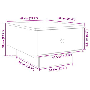 vidaXL Table basse marron aspect chêne 60x45x31 cm Bois d'ingénierie
