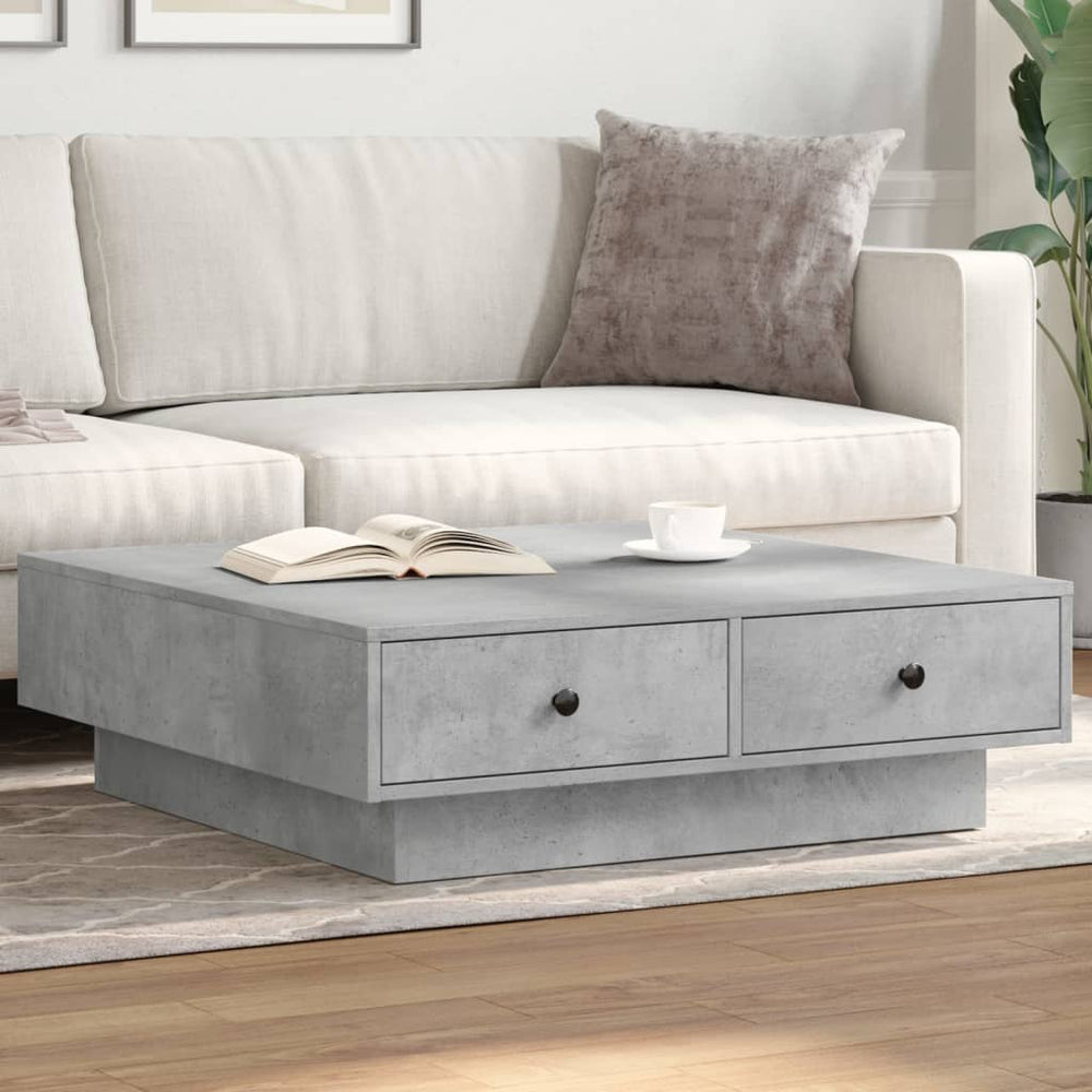 vidaXL Table basse gris béton 90x90x28 cm en bois d'ingénierie