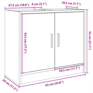 Waschbeckenunterschrank Schwarz 63x29x55 cm