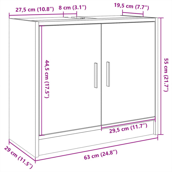 Waschbeckenunterschrank Schwarz 63x29x55 cm