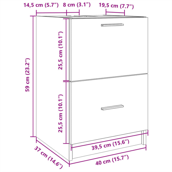 Waschbeckenunterschrank Braun Eichenoptik 40 cm