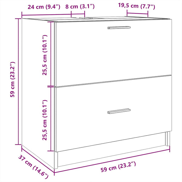 Waschbeckenunterschrank Weiß 59x37x59 cm