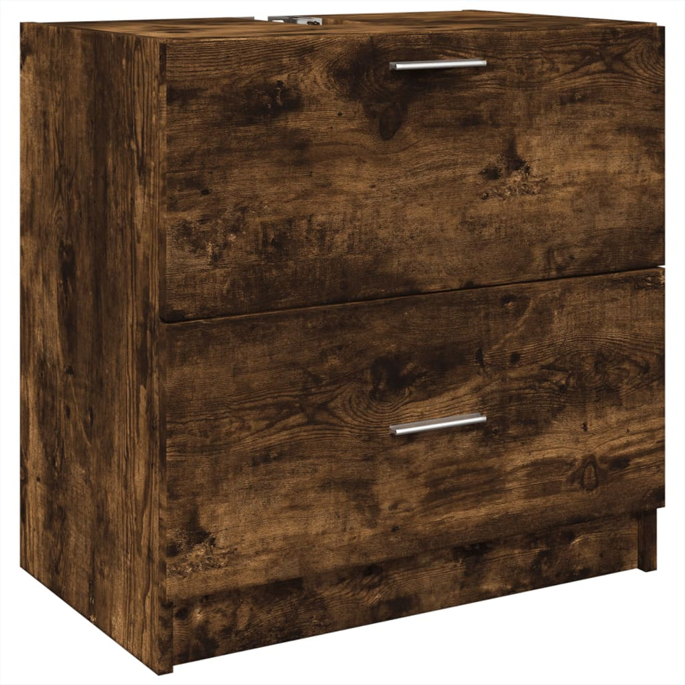 vidaXL Meuble sous-vasque chêne fumé 59x37x59 cm Bois d'ingénierie