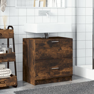 vidaXL Bathroom Sink Cabinet Smoked Oak 59x37x59 cm Engineered Wood