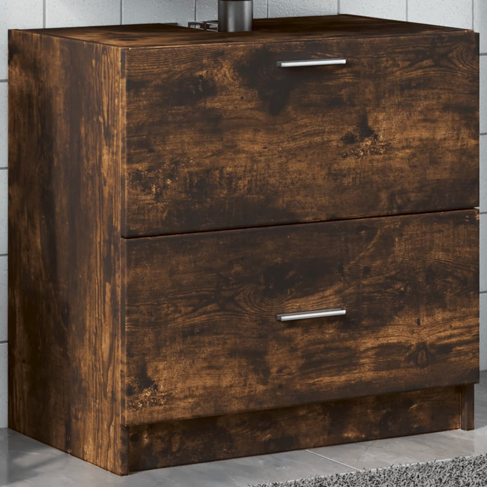 vidaXL Meuble sous-vasque chêne fumé 59x37x59 cm Bois d'ingénierie