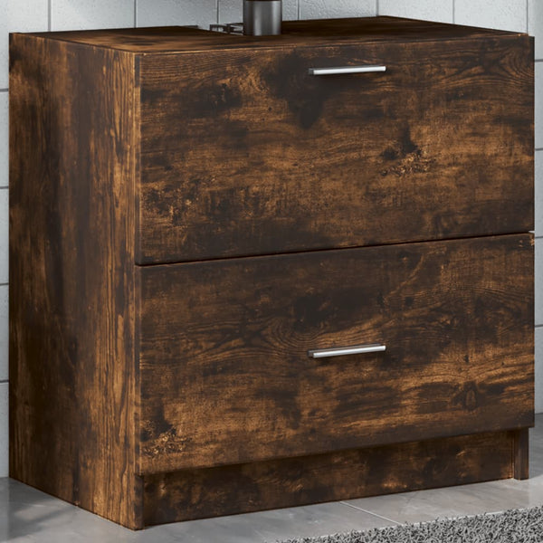 vidaXL Bathroom Sink Cabinet Smoked Oak 59x37x59 cm Engineered Wood