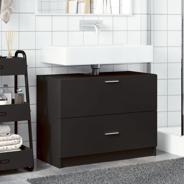 Schwarzer Waschbeckenunterschrank 78 cm