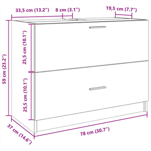 Waschbeckenunterschrank Räuchereiche 78x37x59 cm