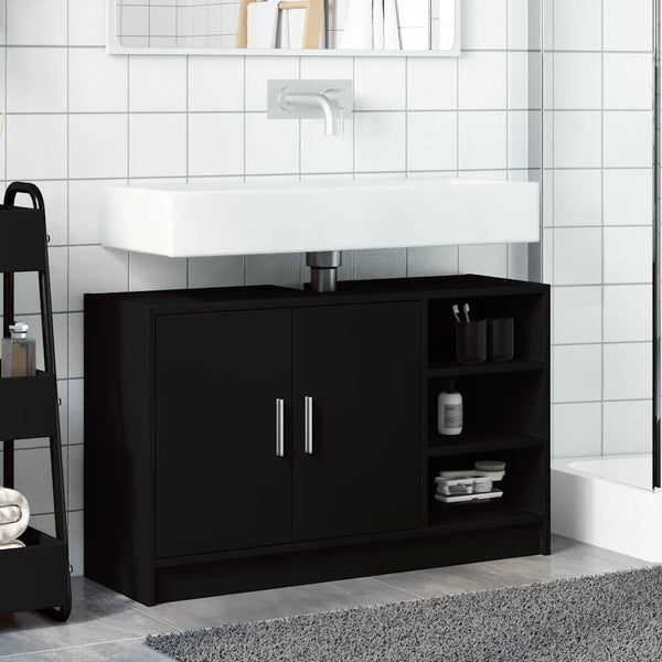 Schwarzer Waschbeckenunterschrank 90 cm