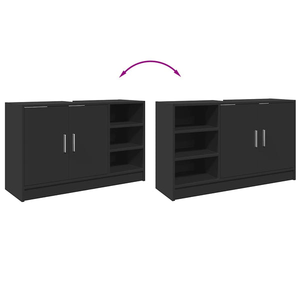 Schwarzer Waschbeckenunterschrank 90 cm