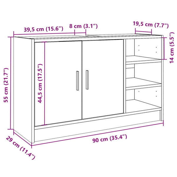 Schwarzer Waschbeckenunterschrank 90 cm