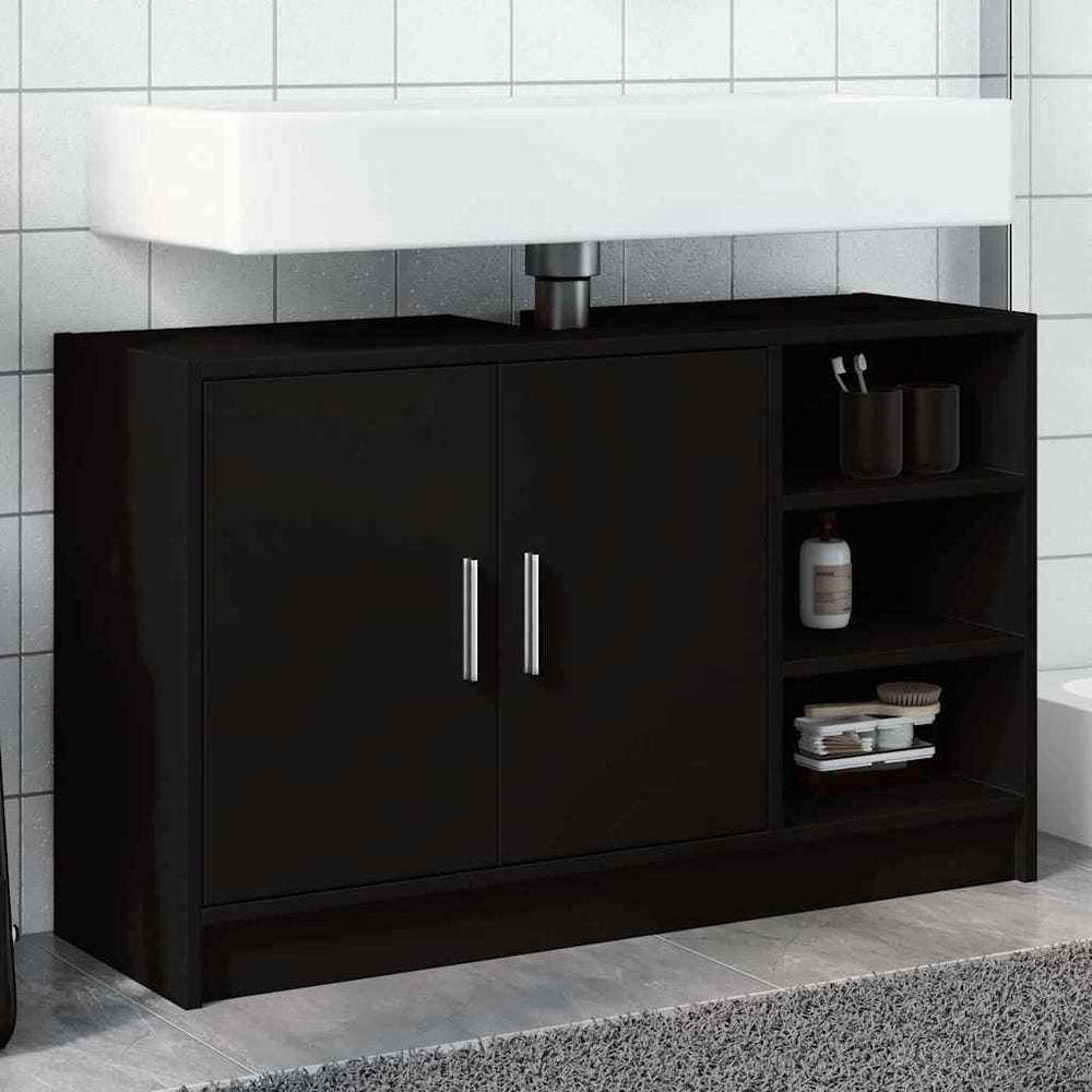 Schwarzer Waschbeckenunterschrank 90 cm