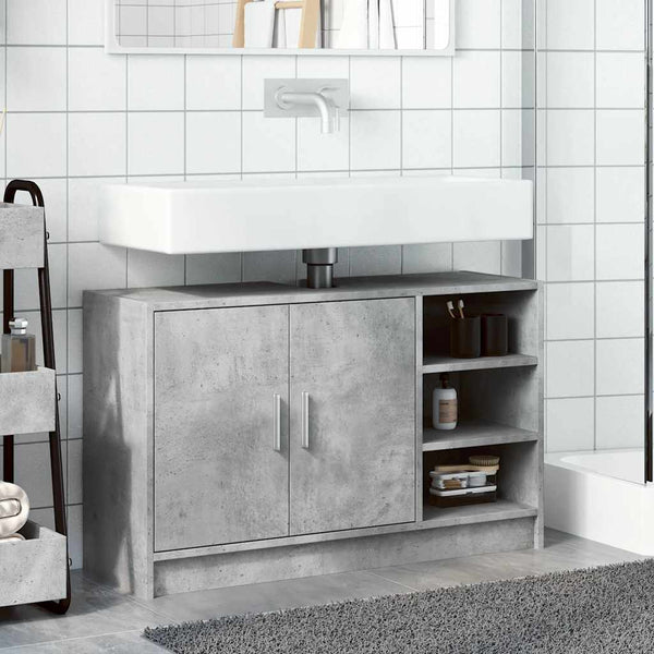 vidaXL Meuble sous lavabo gris béton 90x29x55 cm Bois d'ingénierie