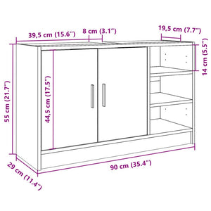 vidaXL Meuble sous lavabo gris béton 90x29x55 cm Bois d'ingénierie