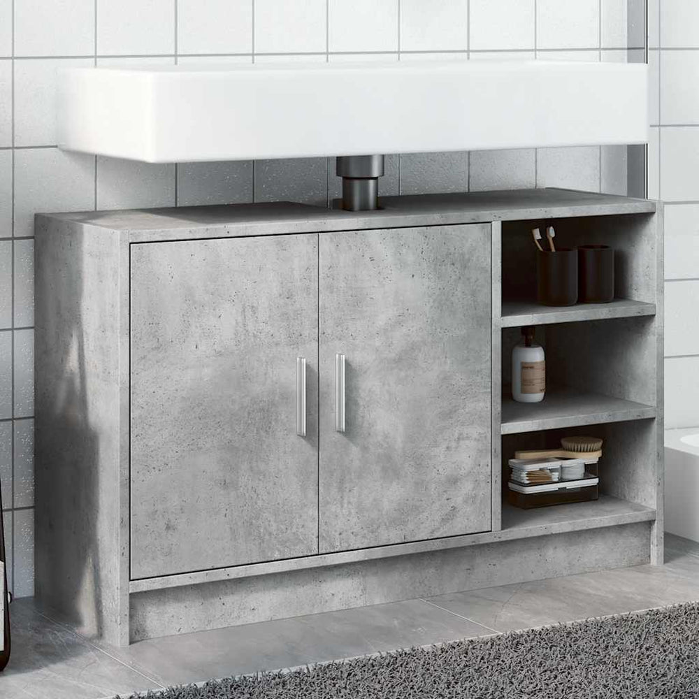 vidaXL Meuble sous lavabo gris béton 90x29x55 cm Bois d'ingénierie