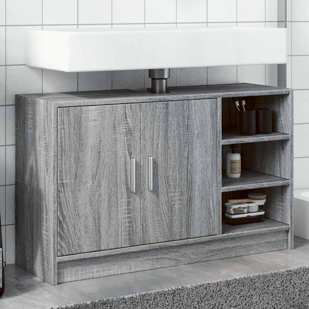 Waschbeckenunterschrank Grau Sonoma 90 cm