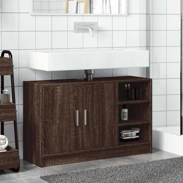 Waschbeckenunterschrank Braun Eiche 90 cm