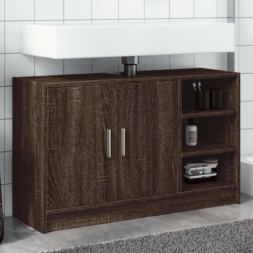 Waschbeckenunterschrank Braun Eiche 90 cm
