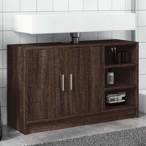 Waschbeckenunterschrank Braun Eiche 90 cm
