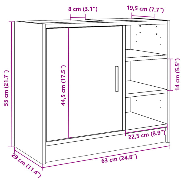 Waschbeckenunterschrank Betongrau 63x29x55 cm