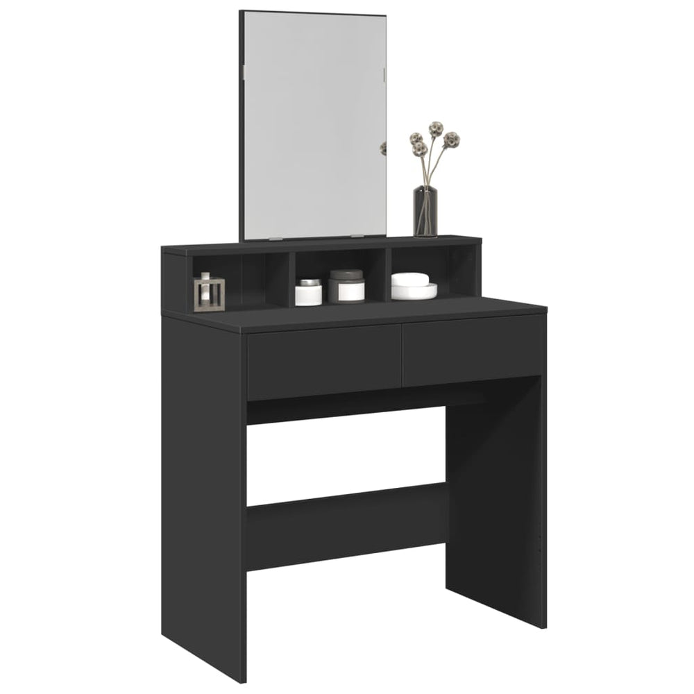 Schminktisch Schwarz mit Spiegel 80 cm