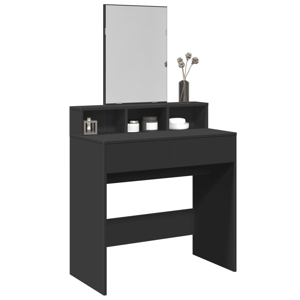 Schminktisch Schwarz mit Spiegel 80 cm