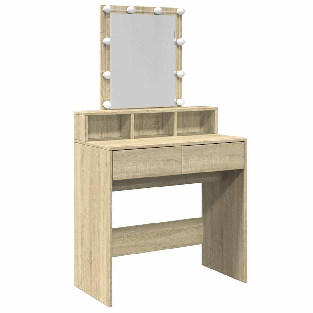 Schminktisch mit LED Sonoma-Eiche 80 cm