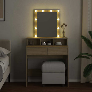 Schminktisch mit LED Sonoma-Eiche 80 cm