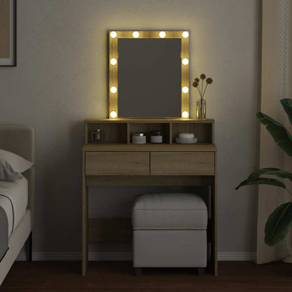 Schminktisch mit LED Sonoma-Eiche 80 cm