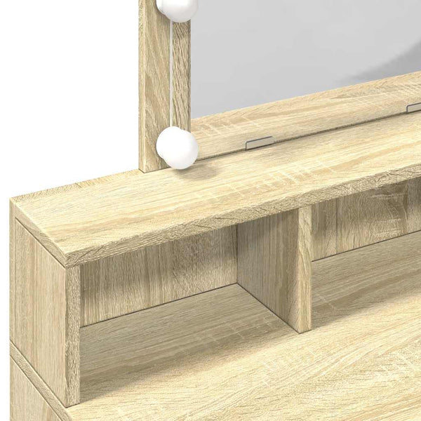 Schminktisch mit LED Sonoma-Eiche 80 cm