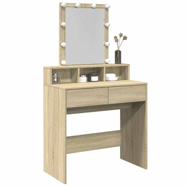 Schminktisch mit LED Sonoma-Eiche 80 cm