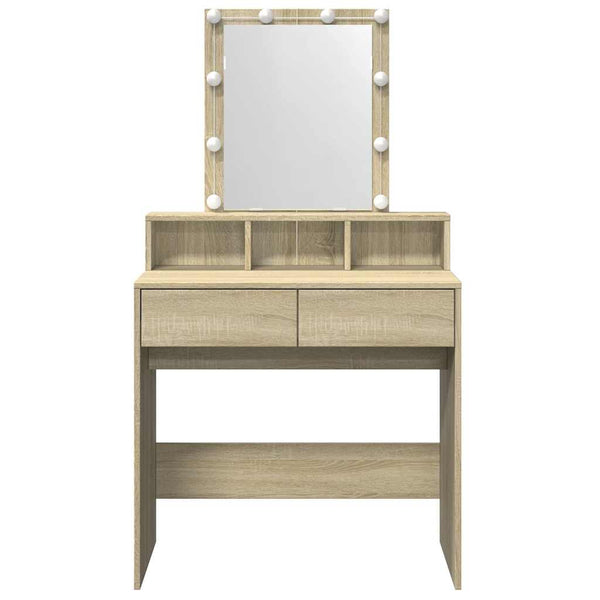 Schminktisch mit LED Sonoma-Eiche 80 cm