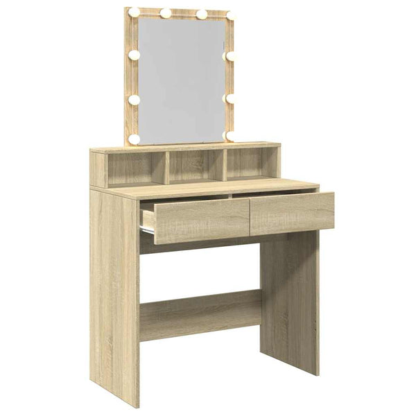 Schminktisch mit LED Sonoma-Eiche 80 cm