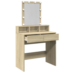Schminktisch mit LED Sonoma-Eiche 80 cm