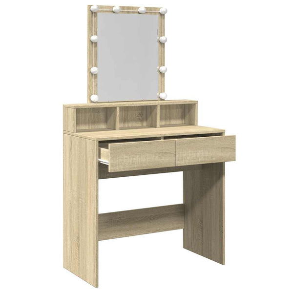 Schminktisch mit LED Sonoma-Eiche 80 cm