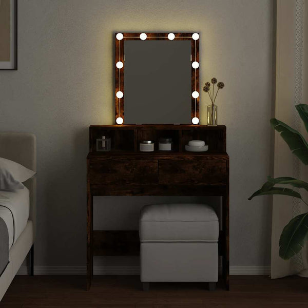Schminktisch mit LED Räuchereiche 80cm