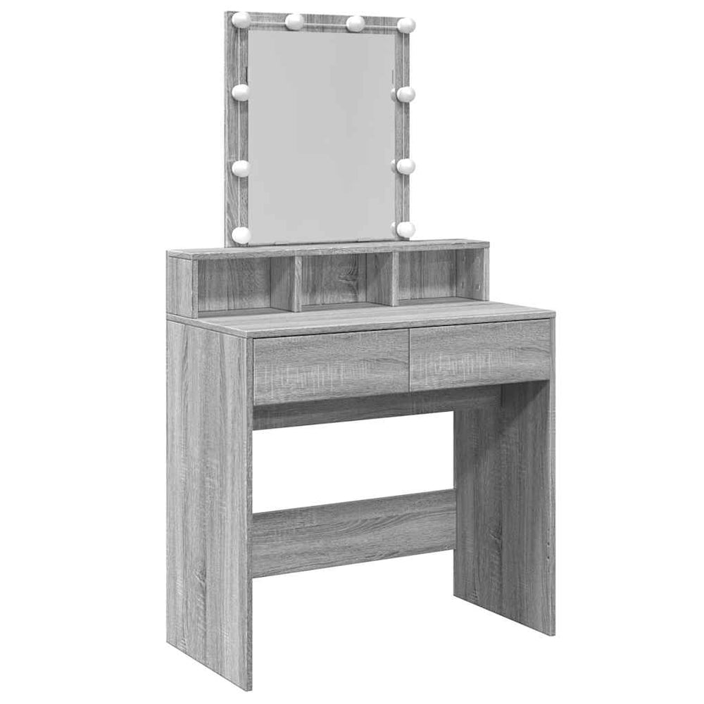 Schminktisch mit LED Grau Sonoma 80 cm
