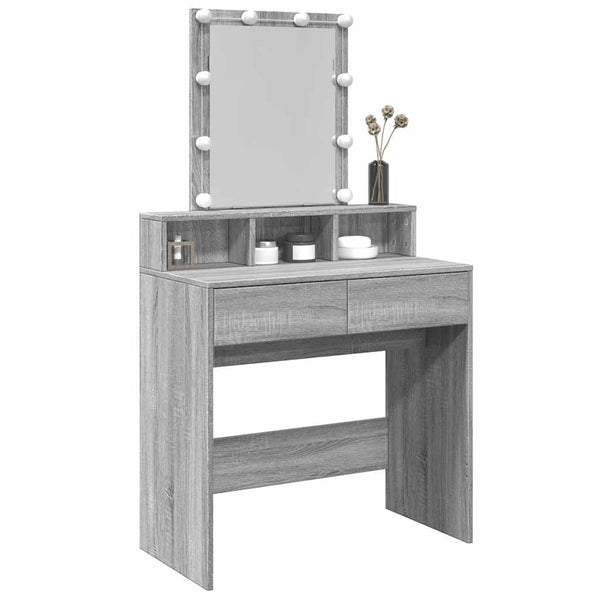 Schminktisch mit LED Grau Sonoma 80 cm