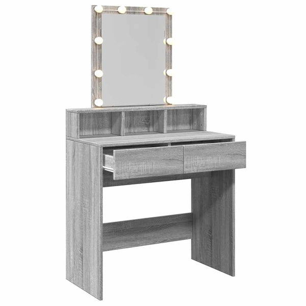 Schminktisch mit LED Grau Sonoma 80 cm