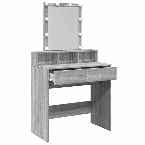Schminktisch mit LED Grau Sonoma 80 cm