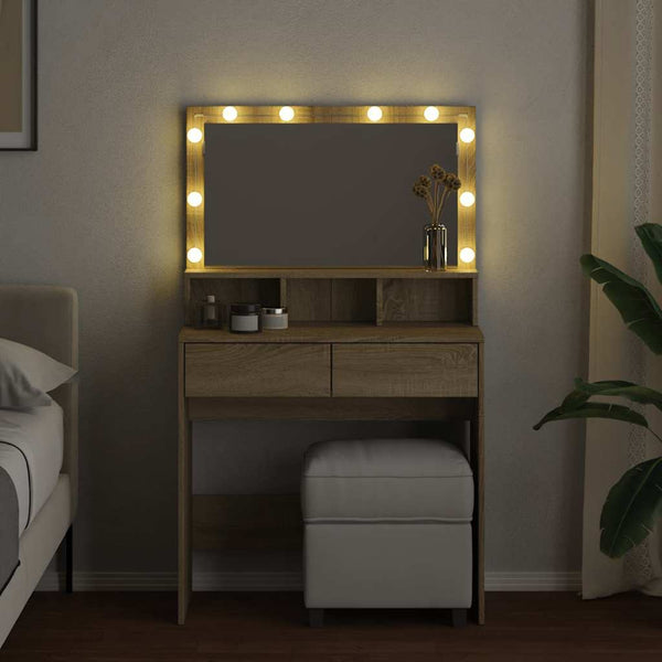 Schminktisch mit LED Sonoma-Eiche 80cm