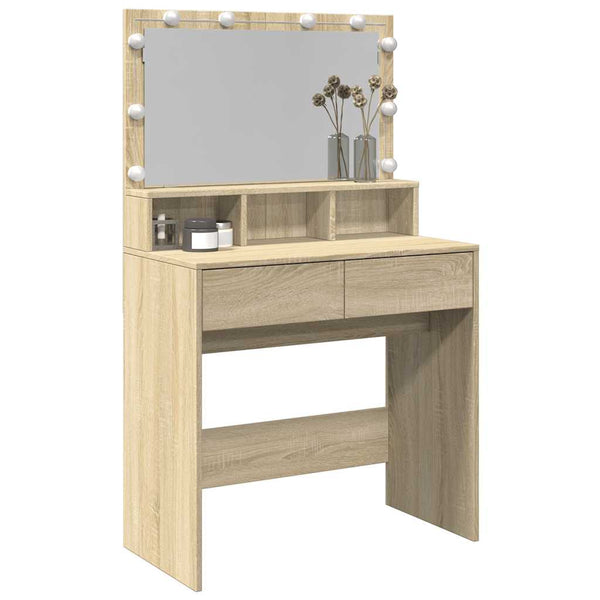 Schminktisch mit LED Sonoma-Eiche 80cm