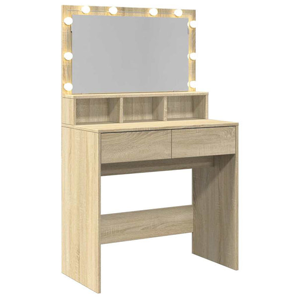 Schminktisch mit LED Sonoma-Eiche 80cm