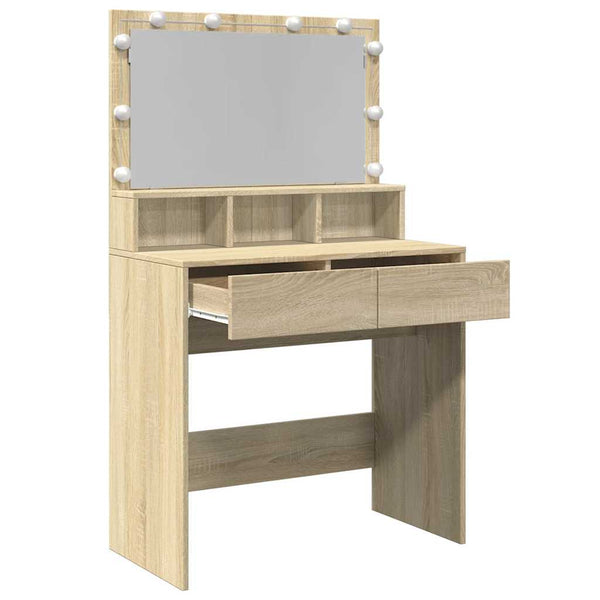 Schminktisch mit LED Sonoma-Eiche 80cm
