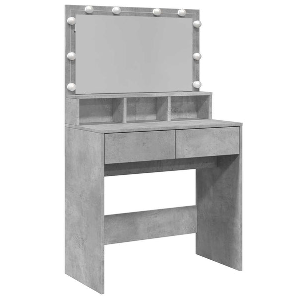vidaXL Coiffeuse avec éclairage LED Gris béton 80x41x134,5 cm