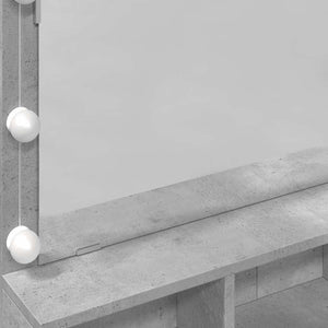 vidaXL Coiffeuse avec éclairage LED Gris béton 80x41x134,5 cm