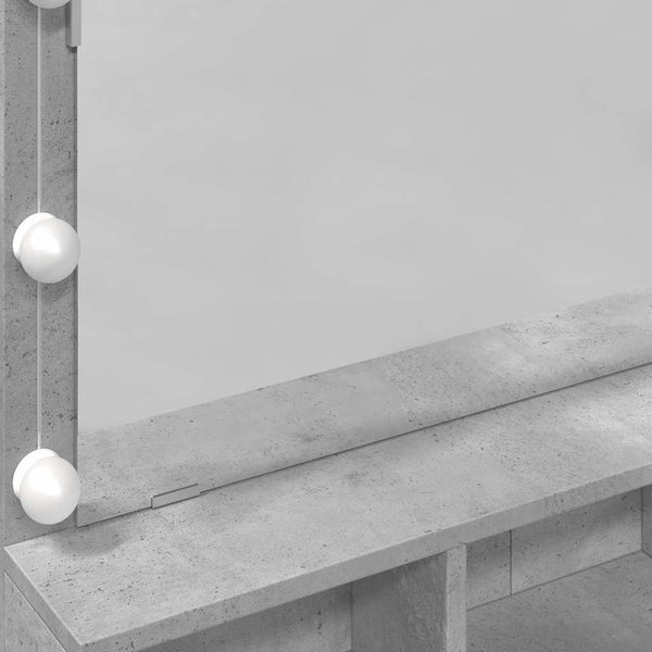 vidaXL Coiffeuse avec éclairage LED Gris béton 80x41x134,5 cm