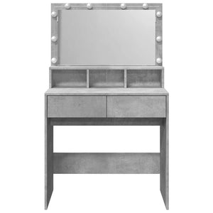 vidaXL Coiffeuse avec éclairage LED Gris béton 80x41x134,5 cm
