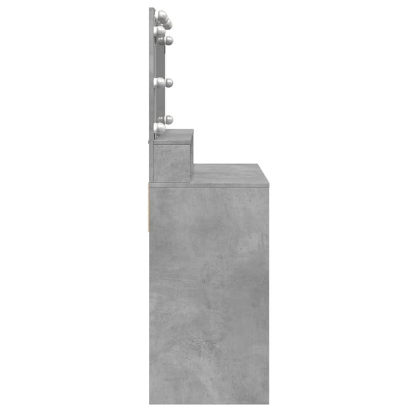vidaXL Coiffeuse avec éclairage LED Gris béton 80x41x134,5 cm